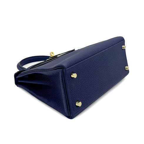 HERMES KELLY 25 RETOURNE BLUE SAPHIR TOGO HAND SHOULDER BAG B GHW 90300651 - PURPOSE