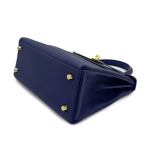 HERMES KELLY 25 RETOURNE BLUE SAPHIR TOGO HAND SHOULDER BAG B GHW 90300651 - PURPOSE