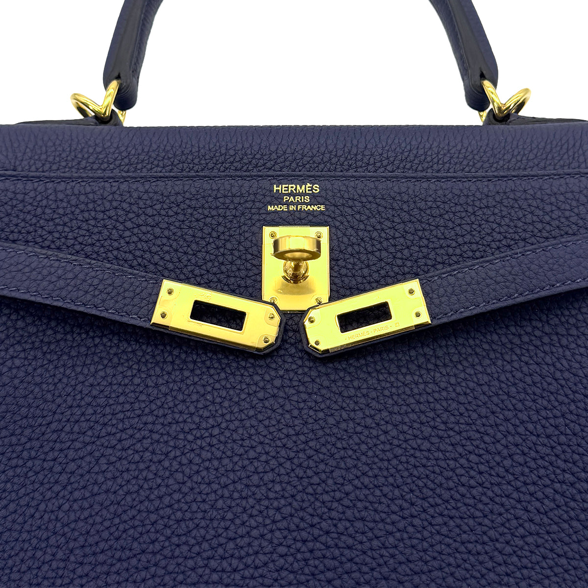 HERMES KELLY 25 RETOURNE BLUE SAPHIR TOGO HAND SHOULDER BAG B GHW 90300651