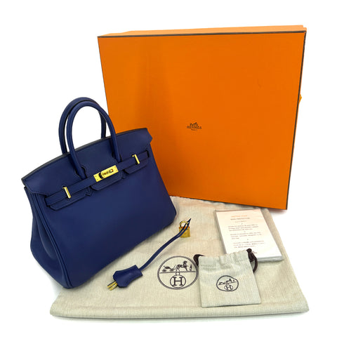 HERMES BIRKIN 25 BLUE SAPHIR SWIFT HAND BAG X GHW 90300851 - PURPOSE
