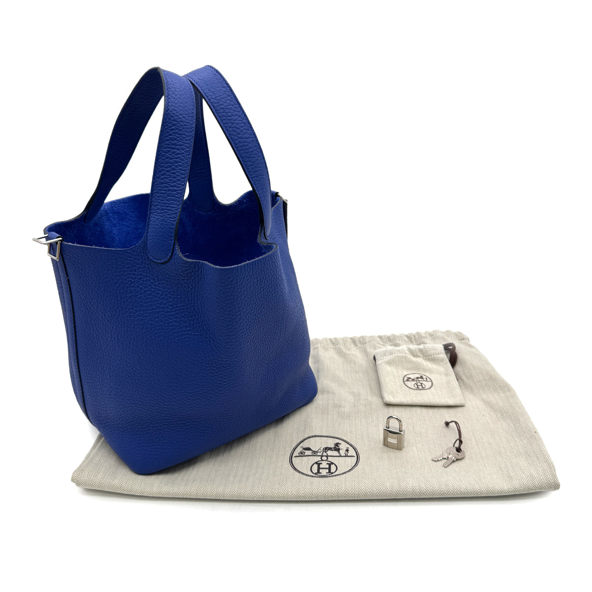 HERMES PICOTIN LOCK MM BLUE ROYAL TAURILLON CLEMENCE HAND BAG U SHW 90300852