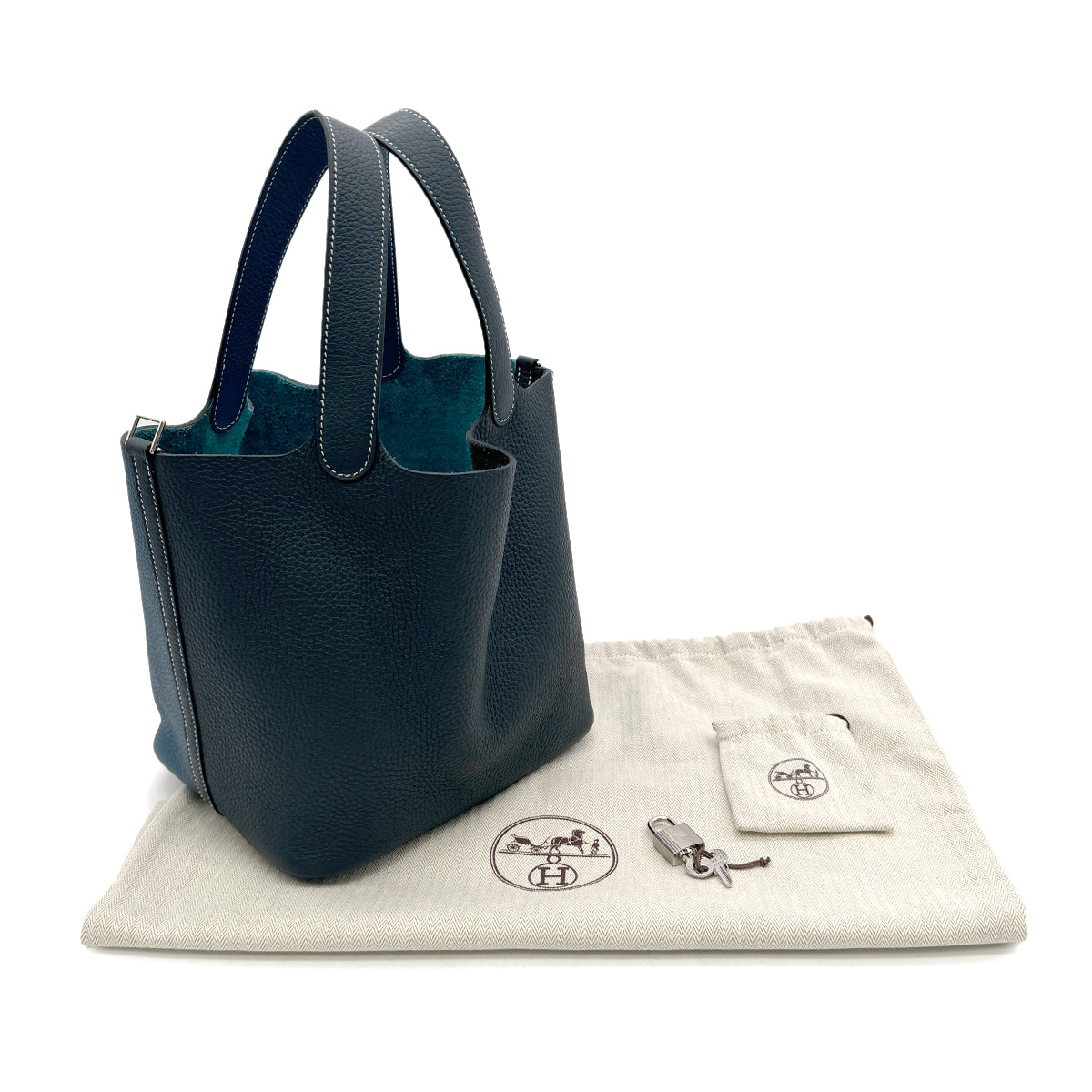 HERMES PICOTIN LOCK CASAQUE MM VERT CYPRES VERT BOSPHORE TAURILLON CLEMENCE HAND BAG Z SHW 90300854