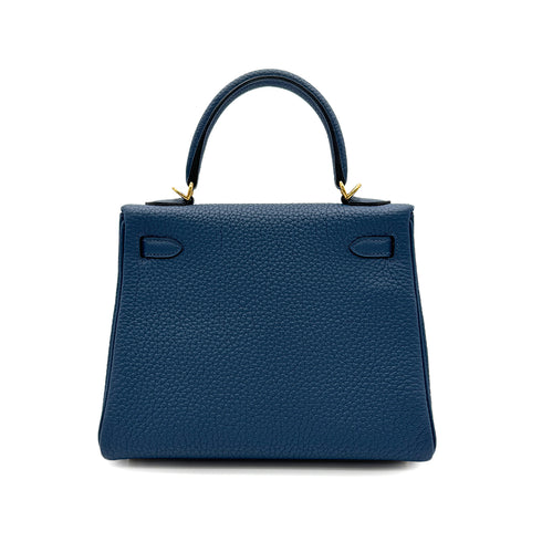 HERMES KELLY 25 RETOURNE DEEP BLUE TOGO HAND SHOULDER BAG D GHW 90300860 - PURPOSE