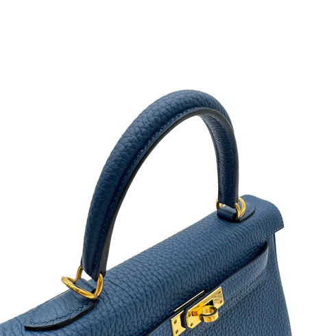 HERMES KELLY 25 RETOURNE DEEP BLUE TOGO HAND SHOULDER BAG D GHW 90300860 - PURPOSE