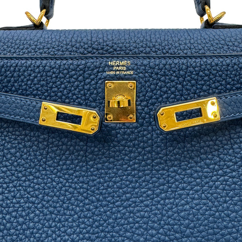HERMES KELLY 25 RETOURNE DEEP BLUE TOGO HAND SHOULDER BAG D GHW 90300860 - PURPOSE