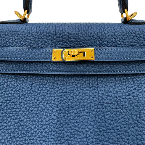HERMES KELLY 25 RETOURNE DEEP BLUE TOGO HAND SHOULDER BAG D GHW 90300860 - PURPOSE