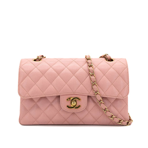 CHANEL VINTAGE CLASSIC FLAP SMALL CHAIN SHOULDER BAG PINK CAVIAR SKIN 90301012 - PURPOSE