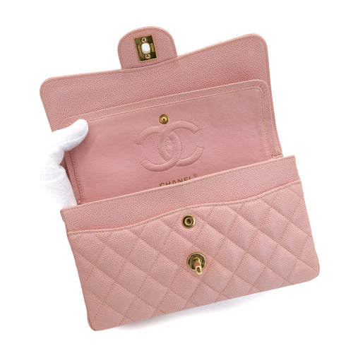 CHANEL VINTAGE CLASSIC FLAP SMALL CHAIN SHOULDER BAG PINK CAVIAR SKIN 90301012 - PURPOSE