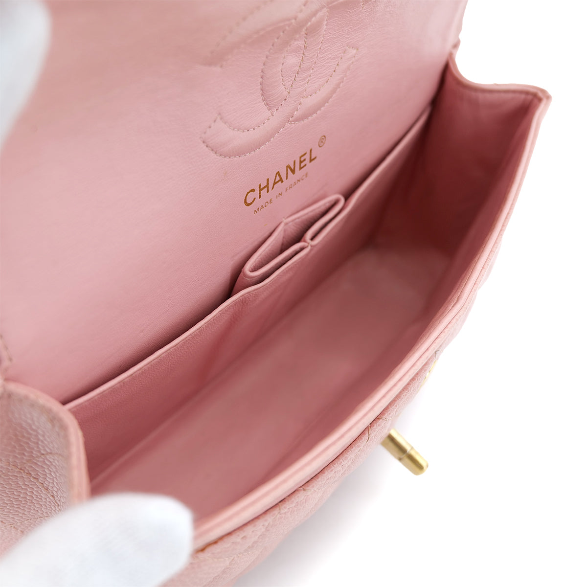 CHANEL VINTAGE CLASSIC FLAP SMALL CHAIN SHOULDER BAG PINK CAVIAR SKIN 90301012