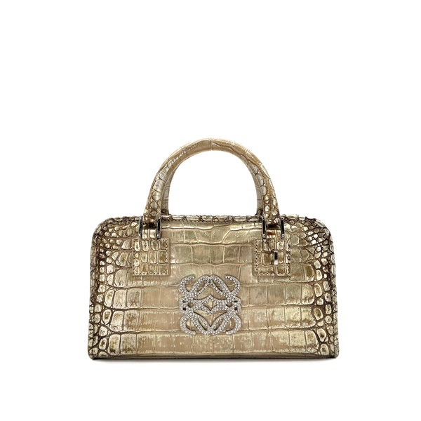 LOEWE AMAZONA MINI HAND BAG GOLD CROCODILE 90301031