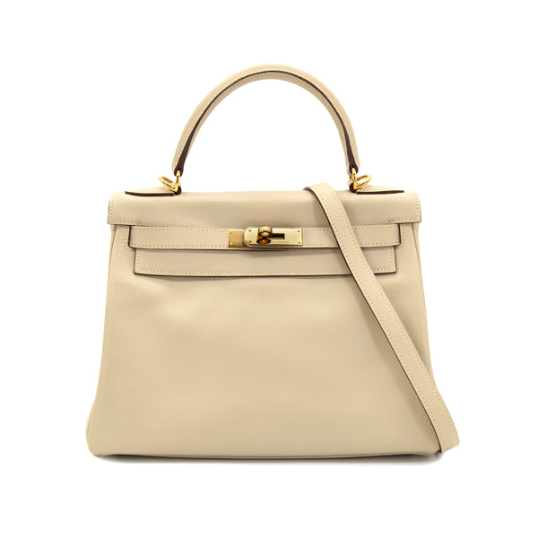 HERMES KELLY 28 RETOURNE PARCHEMIN SWIFT HAND SHOULDER BAG □M GHW 90301033 - PURPOSE