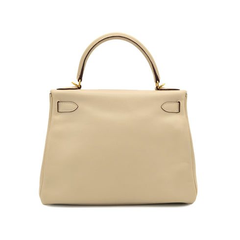 HERMES KELLY 28 RETOURNE PARCHEMIN SWIFT HAND SHOULDER BAG □M GHW 90301033 - PURPOSE