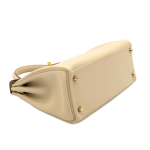 HERMES KELLY 28 RETOURNE PARCHEMIN SWIFT HAND SHOULDER BAG □M GHW 90301033 - PURPOSE
