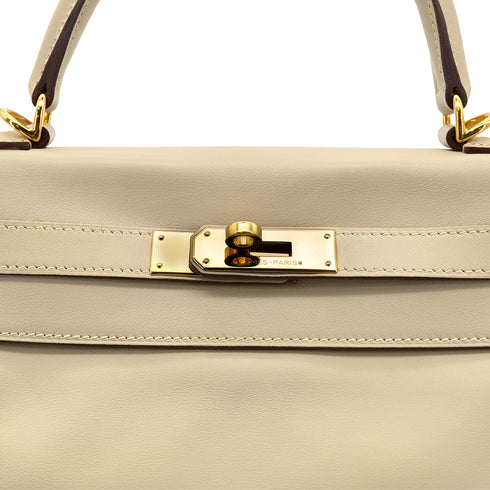 HERMES KELLY 28 RETOURNE PARCHEMIN SWIFT HAND SHOULDER BAG □M GHW 90301033 - PURPOSE
