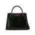 HERMES KELLY 28 SELLIER BLACK BOX CALF HAND SHOULDER BAG 〇U GHW 90301088 - PURPOSE