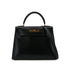 HERMES KELLY 28 SELLIER BLACK BOX CALF HAND SHOULDER BAG 〇U GHW 90301089 - PURPOSE