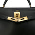HERMES KELLY 28 SELLIER BLACK BOX CALF HAND SHOULDER BAG 〇U GHW 90301089 - PURPOSE