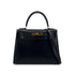 HERMES KELLY 28 SELLIER BLACK BOXCALF HAND SHOULDER BAG 〇Y GHW 90301093 - PURPOSE