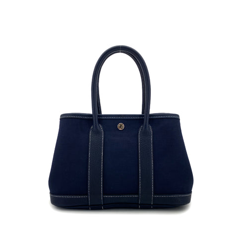 HERMES GARDEN PARTY TTPM BLUE MARINE TOILE OFFICIER NEGONDA HAND BAG □I 90301094 - PURPOSE