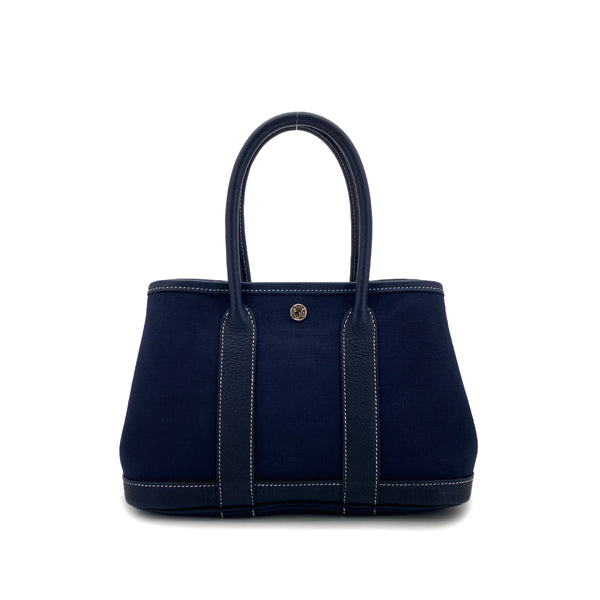 HERMES GARDEN PARTY TTPM BLUE MARINE TOILE OFFICIER NEGONDA HAND BAG □I 90301094 - PURPOSE