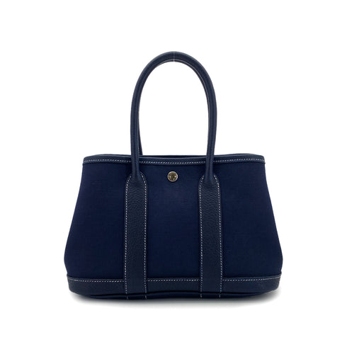 HERMES GARDEN PARTY TTPM BLUE MARINE TOILE OFFICIER NEGONDA HAND BAG □I 90301094 - PURPOSE