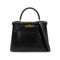 HERMES KELLY 28 RETOURNE BLACK BOX CALF HAND BAG 〇W GHW 90301095 - PURPOSE