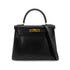 HERMES KELLY 28 RETOURNE BLACK BOX CALF HAND BAG 〇W GHW 90301095 - PURPOSE
