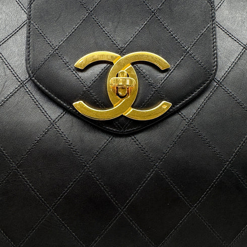 CHANEL VINTAGE SUPER MODEL BICOLORE CHAIN TOTE BAG BLACK LEATHER 90301100 - PURPOSE