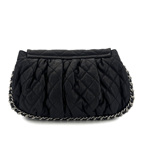 CHANEL MATELASSE CHAIN AROUND SHOULDER BAG BLACK LEATHER 90301101 - PURPOSE