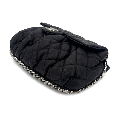 CHANEL MATELASSE CHAIN AROUND SHOULDER BAG BLACK LEATHER 90301101 - PURPOSE
