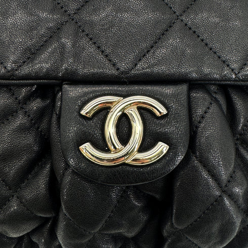 CHANEL MATELASSE CHAIN AROUND SHOULDER BAG BLACK LEATHER 90301101 - PURPOSE