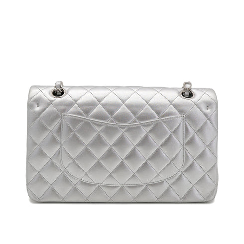 CHANEL CLASSIC FLAP MEDIUM CHAIN SHOULDER BAG SILVER LAMB SKIN 90301104 - PURPOSE
