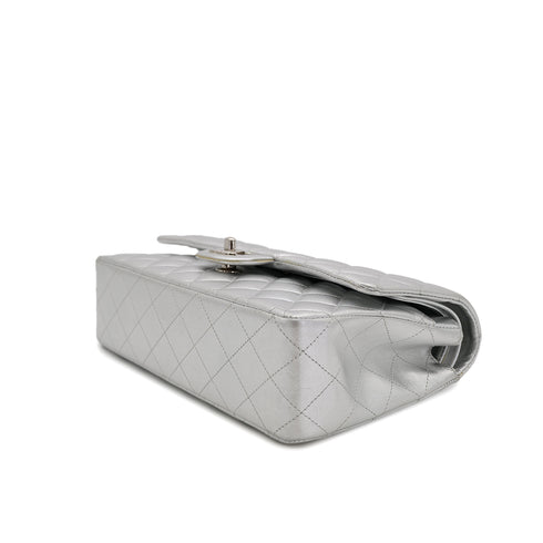 CHANEL CLASSIC FLAP MEDIUM CHAIN SHOULDER BAG SILVER LAMB SKIN 90301104 - PURPOSE