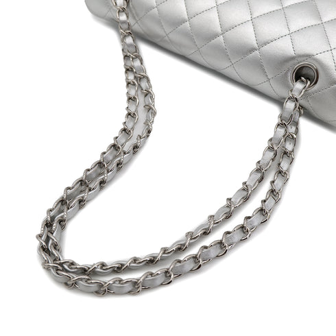CHANEL CLASSIC FLAP MEDIUM CHAIN SHOULDER BAG SILVER LAMB SKIN 90301104 - PURPOSE