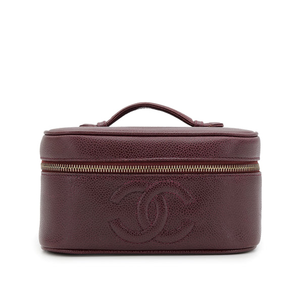 CHANEL VINTAGE VANITY HAND BAG BORDEAUX CAVIAR SKIN 90301105