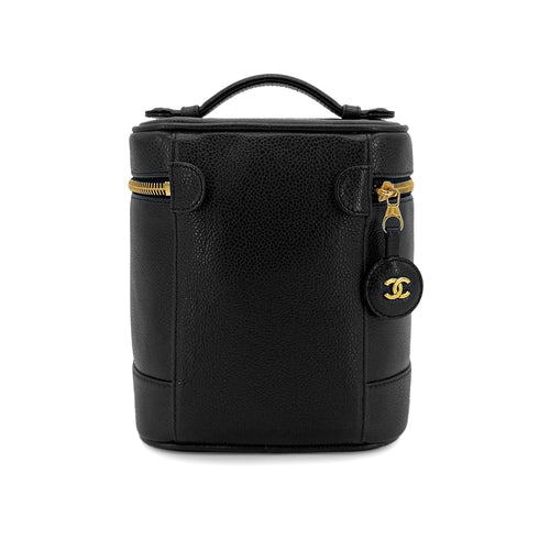 CHANEL VINTAGE VANITY HAND BAG BLACK CAVIAR SKIN 90301106 - PURPOSE