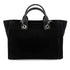 CHANEL DEAUVILLE MM CHAIN TOTE BAG BLACK CANVAS LEATHER 90301107 - PURPOSE