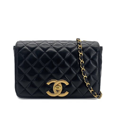 CHANEL VINTAGE MATELASSE BIG COCO CHAIN SHOULDER BAG BLACK LAMB SKIN 90301108 - PURPOSE