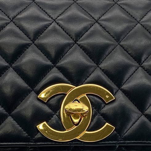 CHANEL VINTAGE MATELASSE BIG COCO CHAIN SHOULDER BAG BLACK LAMB SKIN 90301108 - PURPOSE