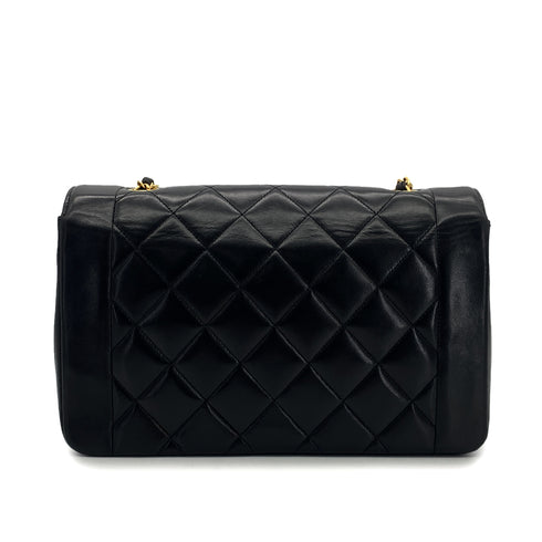 CHANEL VINTAGE DIANA MIDIUM CHAIN SHOULDER BAG BLACK LAMB SKIN 90301109 - PURPOSE