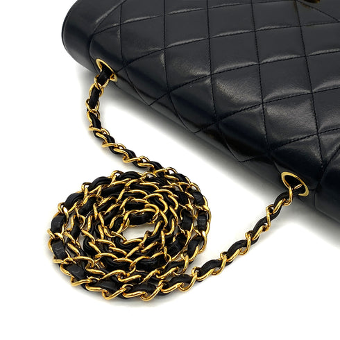 CHANEL VINTAGE DIANA MIDIUM CHAIN SHOULDER BAG BLACK LAMB SKIN 90301109 - PURPOSE