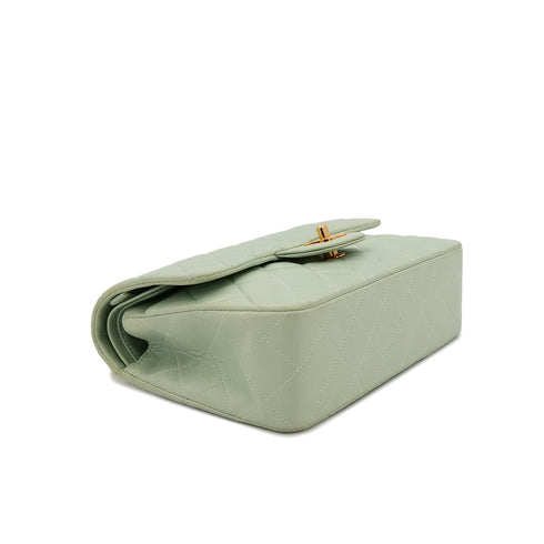 CHANEL VINTAGE CLASSIC FLAP SMALL CHAIN SHOULDER BAG LIGHT GREEN LAMB SKIN 90301110 - PURPOSE