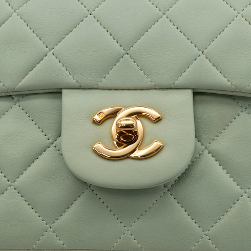 CHANEL VINTAGE CLASSIC FLAP SMALL CHAIN SHOULDER BAG LIGHT GREEN LAMB SKIN 90301110 - PURPOSE