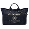 CHANEL DEAUVILLE GM CHAIN TOTE BAG NAVY CANVAS LEATHER 90301111 - PURPOSE