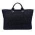CHANEL DEAUVILLE GM CHAIN TOTE BAG NAVY CANVAS LEATHER 90301111 - PURPOSE