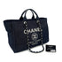 CHANEL DEAUVILLE GM CHAIN TOTE BAG NAVY CANVAS LEATHER 90301111 - PURPOSE