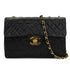CHANEL VINTAGE MAXI MATELASSE 34 CHAIN SHOULDER BAG BLACK LAMB SKIN 90301112 - PURPOSE