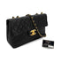 CHANEL VINTAGE MAXI MATELASSE 34 CHAIN SHOULDER BAG BLACK LAMB SKIN 90301112 - PURPOSE