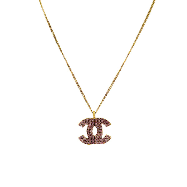 CHANEL NECKLACE COCOMARK RHINESTONE PINK ACCESSORY 02P 90301116