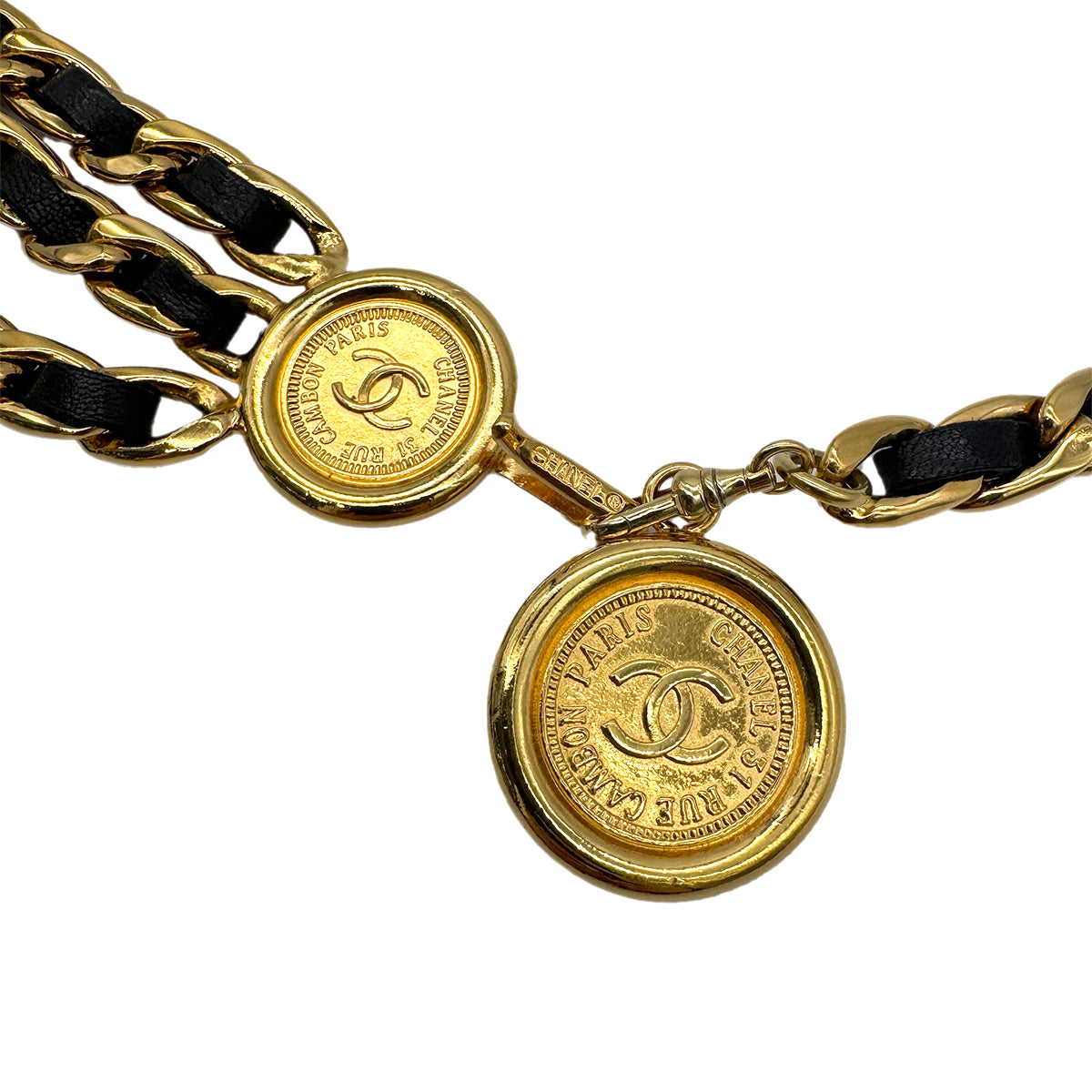 CHANEL VINTAGE CHAIN BELT LEATHER COCOMARK ACCESSORY 90301117